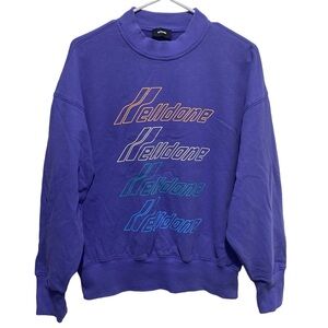 We11done Purple Iridescent Logo Crew Neck Boxy Sweater Pullover Size Small